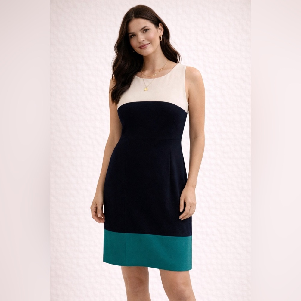 Banana Republic Black, Teal, and Cream Mini Dress